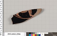 Terracotta fragment of a kylix (drinking cup), Terracotta, Greek, Attic
