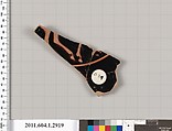 Terracotta fragment of a kylix (drinking cup), Terracotta, Greek, Attic
