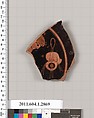 Terracotta fragment of a kylix (drinking cup), Terracotta, Greek, Attic