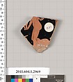 Terracotta fragment of a kylix (drinking cup), Terracotta, Greek, Attic