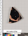 Terracotta fragment of a kylix (drinking cup), Terracotta, Greek, Attic
