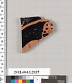 Terracotta fragment of a kylix (drinking cup), Terracotta, Greek, Attic