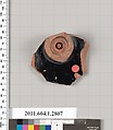 Terracotta fragment of a kylix (drinking cup), Terracotta, Greek, Attic