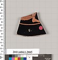 Terracotta fragment of a kylix (drinking cup), Terracotta, Greek, Attic
