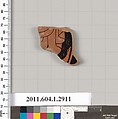 Terracotta fragment of a kylix (drinking cup), Terracotta, Greek, Attic