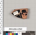 Terracotta fragment of a kylix (drinking cup), Terracotta, Greek, Attic