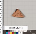 Terracotta fragment of a kylix (drinking cup), Terracotta, Greek, Attic