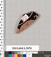 Terracotta fragment of a kylix (drinking cup), Terracotta, Greek, Attic