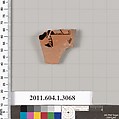 Terracotta fragment of a kylix (drinking cup), Terracotta, Greek, Attic