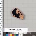 Terracotta fragment of a kylix (drinking cup), Terracotta, Greek, Attic