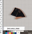 Terracotta fragment of a kylix (drinking cup), Terracotta, Greek, Attic