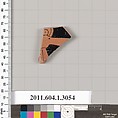 Terracotta fragment of a kylix (drinking cup), Terracotta, Greek, Attic