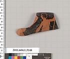 Terracotta rim fragment of a kylix (drinking cup), Terracotta, Greek, Attic