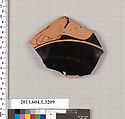 Terracotta fragment of a kylix (drinking cup), Terracotta, Greek, Attic