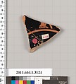 Terracotta fragment of a kylix (drinking cup), Terracotta, Greek, Attic