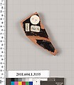 Terracotta fragment of a kylix (drinking cup), Terracotta, Greek, Attic