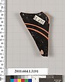 Terracotta fragment of a kylix (drinking cup), Terracotta, Greek, Attic