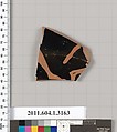 Terracotta fragment of a kylix (drinking cup), Terracotta, Greek, Attic