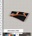 Terracotta fragment of a kylix (drinking cup), Terracotta, Greek, Attic
