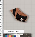 Terracotta fragment of a kylix (drinking cup), Terracotta, Greek, Attic