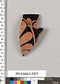 Terracotta fragment of a kylix (drinking cup), Terracotta, Greek, Attic