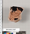 Terracotta fragment of a kylix (drinking cup), Terracotta, Greek, Attic