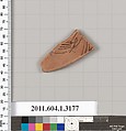 Terracotta fragment of a kylix (drinking cup), Terracotta, Greek, Attic