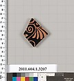 Terracotta fragment of a kylix (drinking cup), Terracotta, Greek, Attic