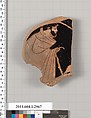 Terracotta fragment of a kylix (drinking cup), Terracotta, Greek, Attic
