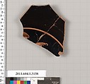 Terracotta fragment of a kylix (drinking cup), Terracotta, Greek, Attic