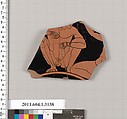 Terracotta fragment of a kylix (drinking cup), Terracotta, Greek, Attic
