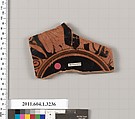 Terracotta fragment of a kylix (drinking cup), Terracotta, Greek, Attic