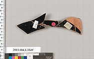 Terracotta fragment of a kylix (drinking cup), Terracotta, Greek, Attic