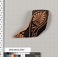 Terracotta rim fragment of a kylix (drinking cup), Terracotta, Greek, Attic