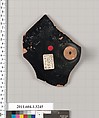 Terracotta fragment of a kylix (drinking cup), Terracotta, Greek, Attic
