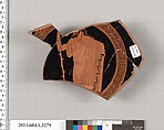 Terracotta fragment of a kylix (drinking cup), Terracotta, Greek, Attic