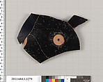 Terracotta fragment of a kylix (drinking cup), Terracotta, Greek, Attic