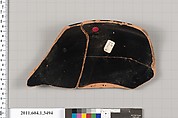 Terracotta fragment of a kylix (drinking cup), Terracotta, Greek, Attic