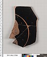 Terracotta fragment of a kylix (drinking cup), Terracotta, Greek, Attic