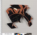 Terracotta fragment of a kylix (drinking cup), Terracotta, Greek, Attic