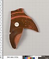 Terracotta fragment of a kylix (drinking cup), Terracotta, Greek, Attic