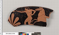 Terracotta rim fragment of a kylix (drinking cup), Terracotta, Greek, Attic