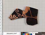 Terracotta fragment of a kylix (drinking cup), Terracotta, Greek, Attic