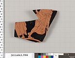 Terracotta fragment of a kylix (drinking cup), Terracotta, Greek, Attic