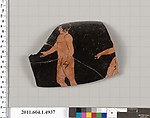 Terracotta rim fragment of a kylix (drinking cup), Terracotta, Greek, Attic