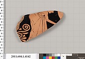 Terracotta fragment of a kylix (drinking cup), Terracotta, Greek, Attic