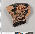 Terracotta fragment of a kylix (drinking cup), Terracotta, Greek, Attic