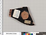 Terracotta fragment of a kylix (drinking cup), Attributed to the Akestorides Painter ? [DvB], Terracotta, Greek, Attic