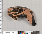 Terracotta rim fragment of a kylix (drinking cup), Terracotta, Greek, Attic