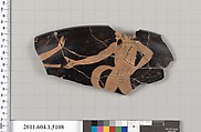 Terracotta rim fragment of a kylix (drinking cup), Terracotta, Greek, Attic